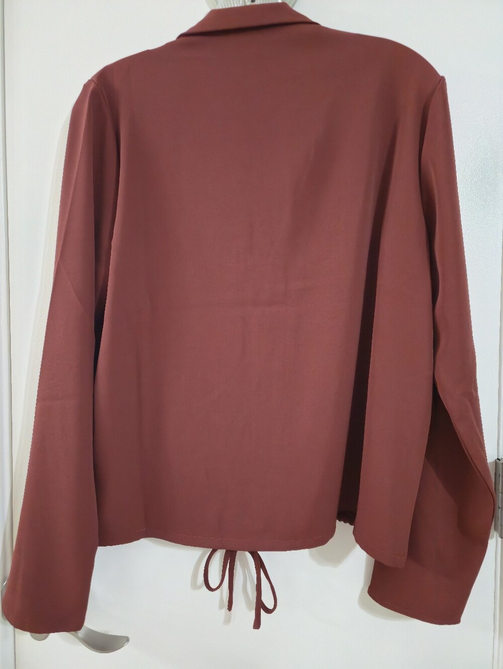 NWT Meloday Rust-Brown Button-Front Drawstring Shirt - Picture 3 of 5